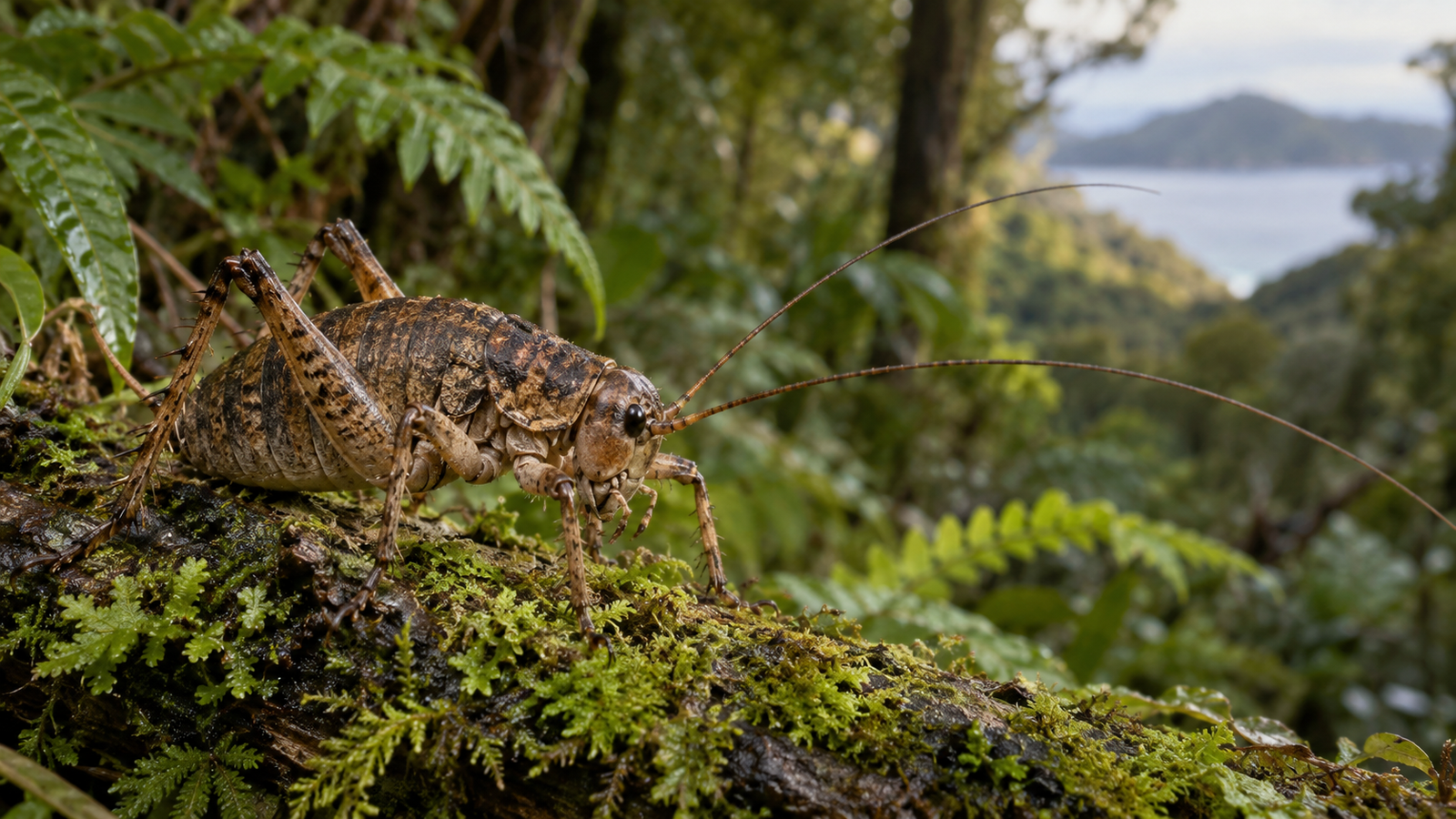Wētāpunga in New Zealand forest habitat
